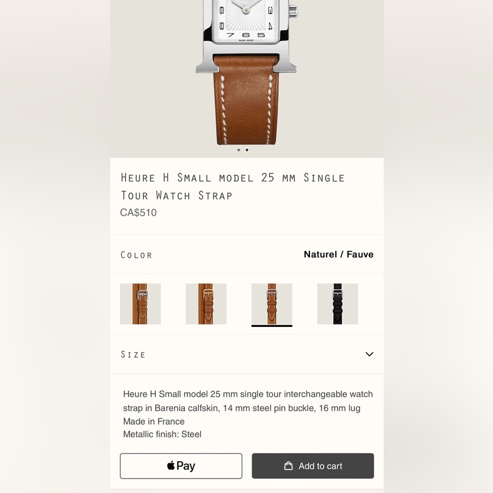 Hermes’ H watch etoupe strap for the 25mm size. Current retail is $500+ - Picture 6 of 10